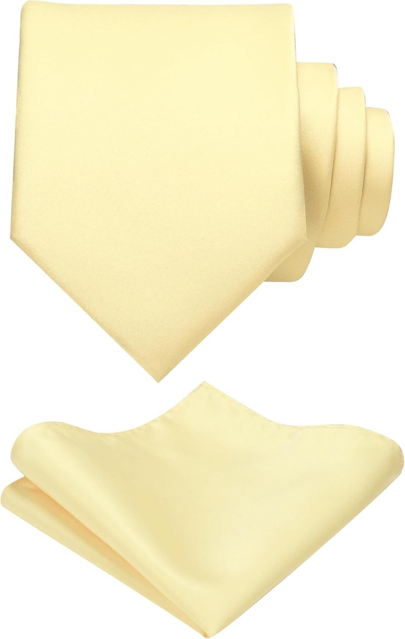 RBOCOTT Solid Color Tie and Pocket Square Hankerchief with Lapel Pin Set for Men - Image 1